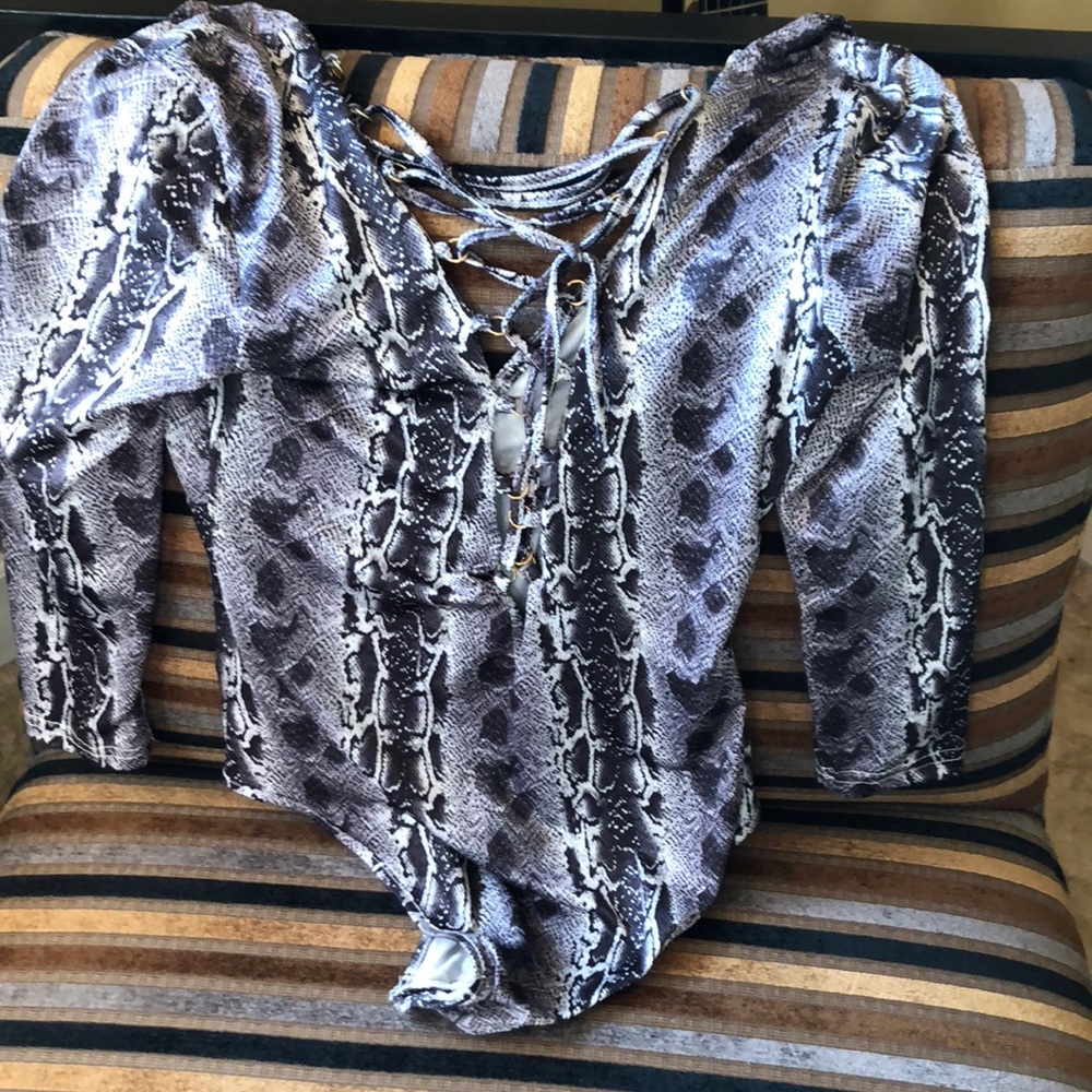 Snakeskin print body suit